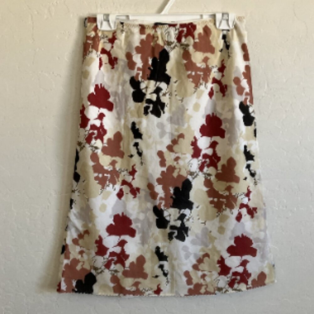Womens 4 Skirt Abstract Floral Silk Blend A Line Knee Length Elastic Waist